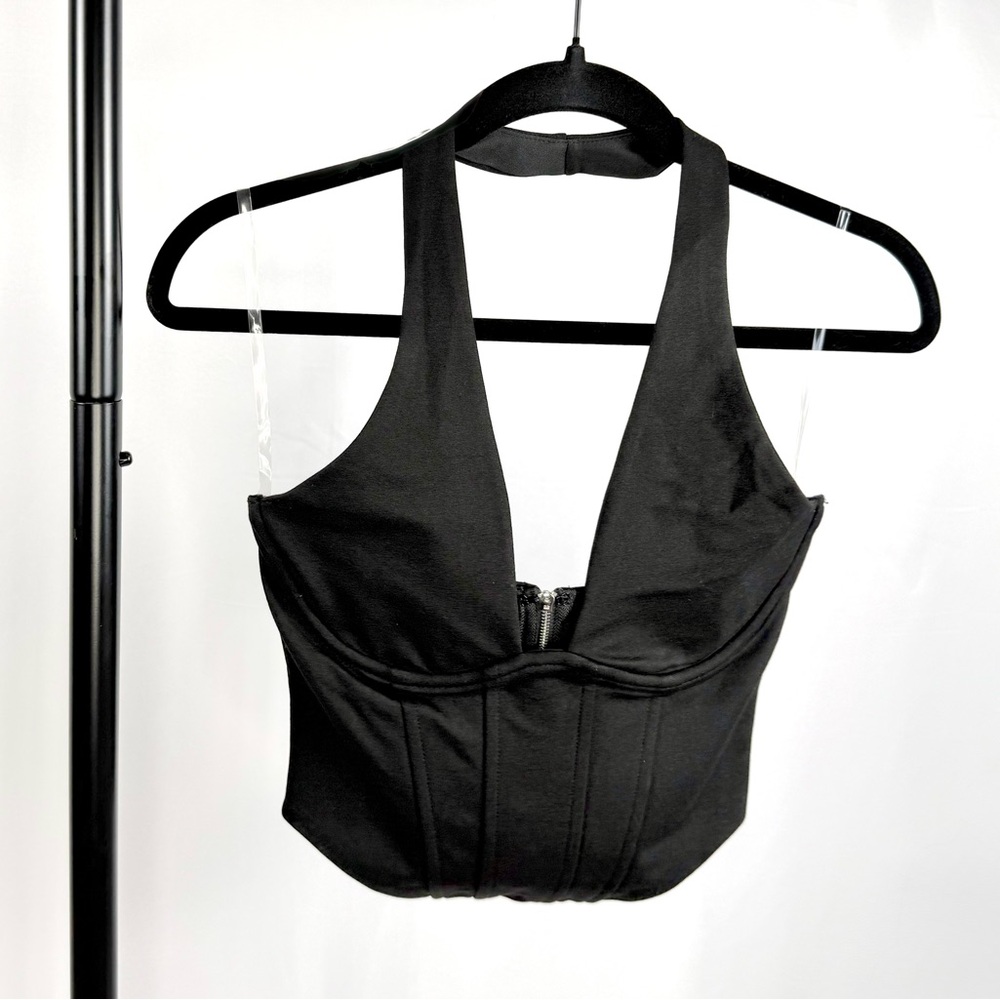 Black Halter Corset Top | Small
